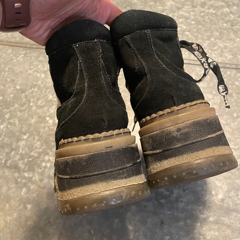 Vintage 90s SPARX Mega Platform Suede Sneakers Womens 8 Chunky Shoes Black Cyber - Picture 7 of 10